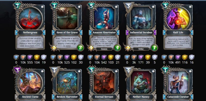 Gods unchained cards