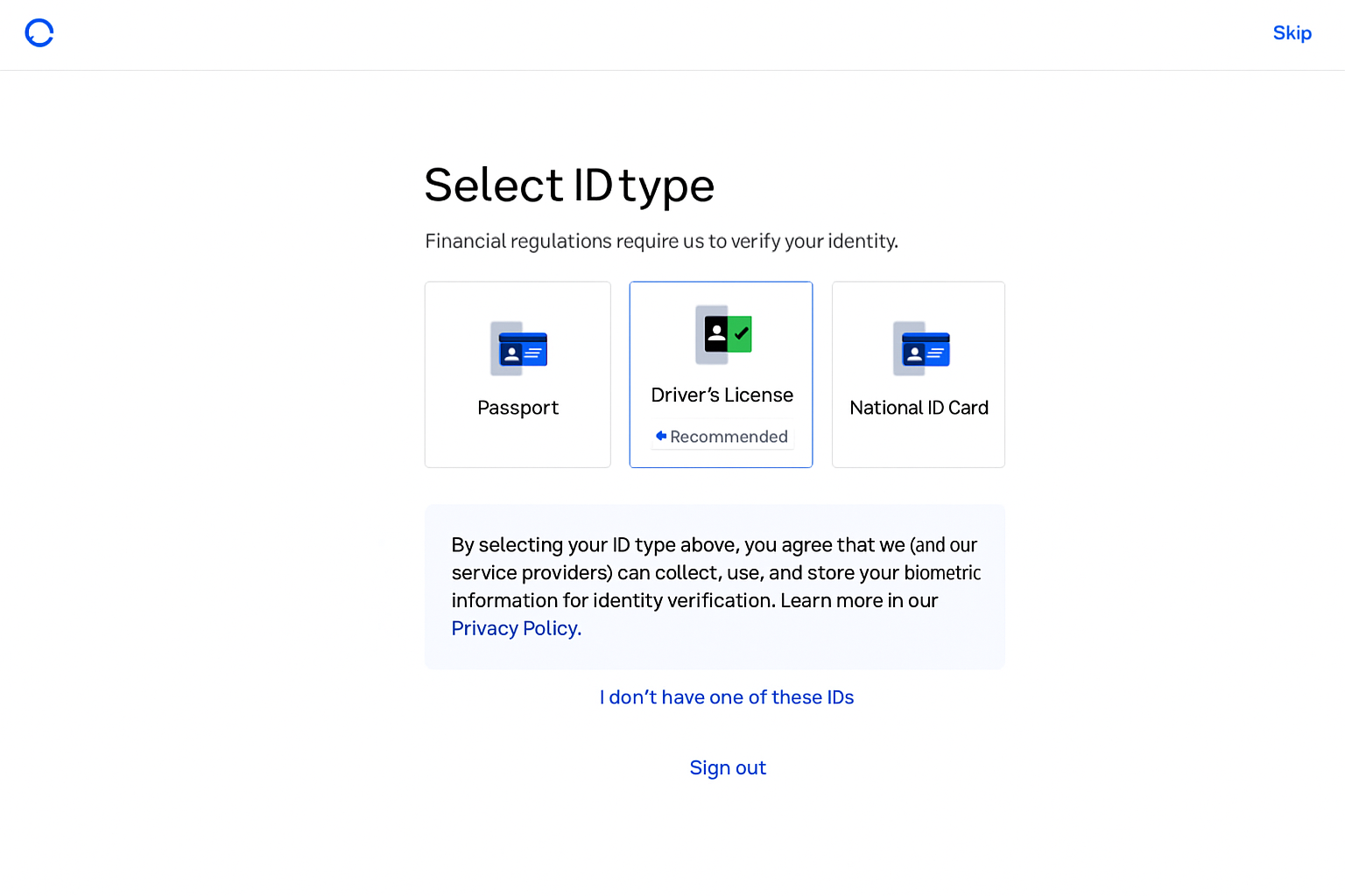 select ID type